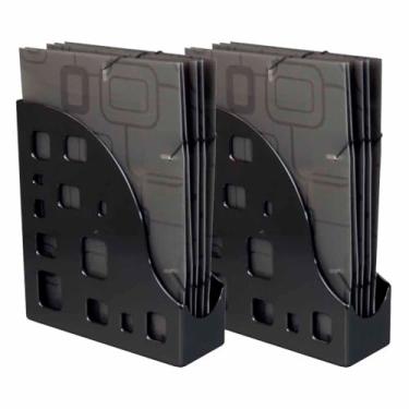 Imagem de 2 Porta Revista Organizador Objetos Multiuso Preto Dello