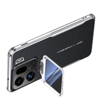 Imagem de HAOMRIYL Capa para Oppo Find X9/X9pro, capa de proteção total para lente com suporte de couro vegano, capa fina, preta, X9