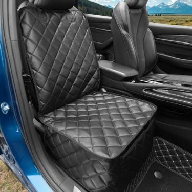 Imagem de Capa de assento frontal de carro para cães, protetor de assento de couro PU impermeável para animais de estimação e crianças com abas laterais, capa de assento frontal antiderrapante à prova de