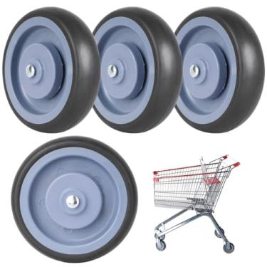 Imagem de Chewtoyo Rodas de furo de 3/20.3 cm para carrinho de compras, kit de substituição de 4 peças de rodas TPR resistentes com parafusos e parafusos, rolos silenciosos para carrinhos de mão, rodízios de