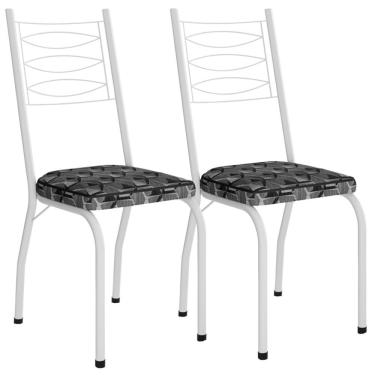 Imagem de Kit 2 Cadeiras Tubular Europa 262 Branco Assento Mosaico Silver Artef Mosaico Silver