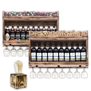 Imagem de Kit 2 Adegas Rústicas Delenha Decor +  Luminária