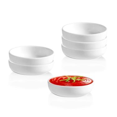 Imagem de Btrquedo Tigelas de cerâmica de 8 cm, molho de soja para molhos, molho de salada, condimentos, lanches, aperitivos, conjunto de 6 (branco)