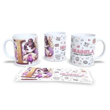 Imagem de Caneca Personalizada Anime Kawaii, Porcelana Branca, Design Amanda Dorama, Decorada com Ilustração Chibi e Padrões Fofos (i)