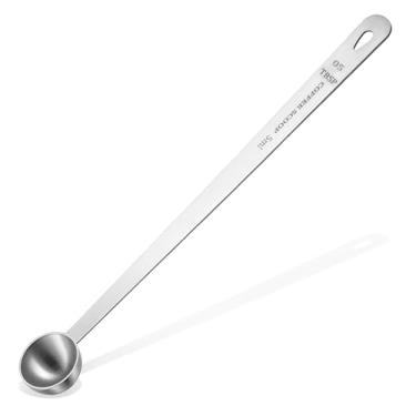 Imagem de 1 colher medidora de cabo longo colher de chá de aço inoxidável 1 colher de chá 1/3 colher de sopa 5 ml colher de chá de medição, prata