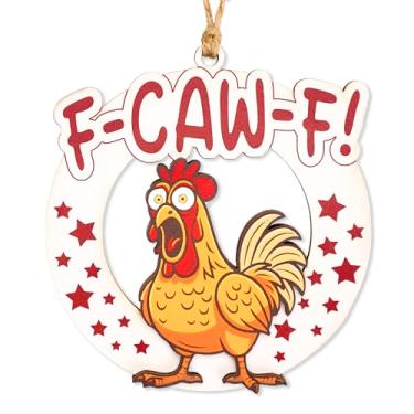 Imagem de Enfeites de Natal engraçados, enfeites de frango F-Caw-F para árvore de Natal, presentes de elefante branco para adultos, presentes de mordaça, decoração hilária de galo, ornamento de animais de