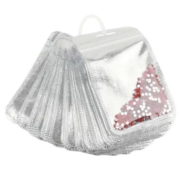 Imagem de SOFPLATE 50 peças de bolsas de contas de arte de diamante, joias de prata, sacos ziplock, plásticos, reutilizáveis, pintura, joias, contas, brincos, organizador de brincos, bolsas de armazenamento com