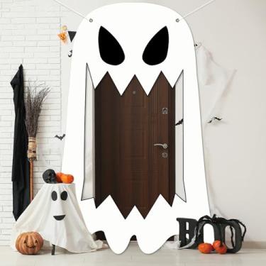 Imagem de Banner de varanda fantasma de Halloween fantasmas decoração pendurada fantasmas assustadores banners de porta fundo para festa de doces ou travessuras casa assombrada véspera de festa adereços de