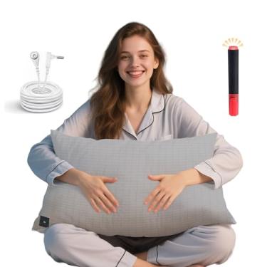 Imagem de Ali King Fronha de aterramento, 5% prata condutora + 95% algodão macio Queen Size fronhas de aterramento terrestre com cordão de aterramento para melhorar o sono (cinza claro, Queen (51 x 76 cm))