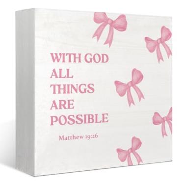 Imagem de FLVGE Presentes cristãos para mulheres, fé, presentes de oração para mulheres, versículo bíblico inspirador, caixa de madeira, placa de oração rosa para decoração de quarto de meninas, faculdade