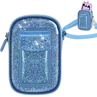 Imagem de Tanmqin Capa de smartphone infantil para KOKODI/para Luyiilo/para Luoba/para Yosfeng/para WEOLULI e mais, bolsa de pó de glitter com alça de ombro removível para cabos de dados de telefone infantil