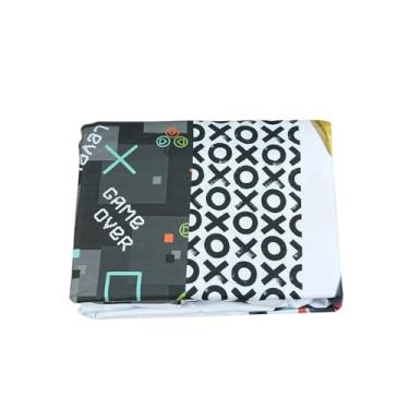 Imagem de Jogo de Lençol Infantil e Solteiro 188 x 88cm, Estampado Boy, 100% Poliéster 300 Fios, com Estampa Digital Temática Dinos, Esporte e Jogos, Lençol com e sem Elástico e Fronha, 3 Peças (Boy/Jogos)
