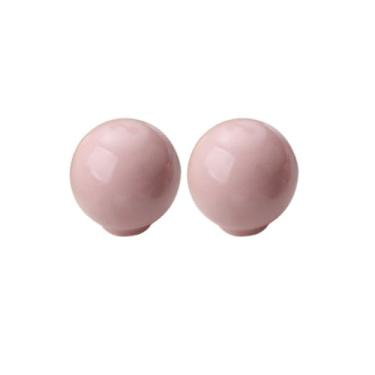 Imagem de Pidynx Pacote com 4 puxadores de cômoda rosa puxadores de armário de cerâmica de 2,5 cm fofos puxadores coloridos de orifício único para gaveta 27 mm alças redondas de armário para quarto infantil