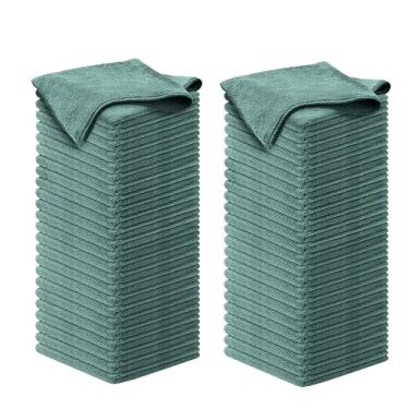 Imagem de USANOOKS Pano de limpeza de microfibra - 1200 lavagens, toalhas ultra absorventes aderência raiz trama sujeira - pacote com 100 - verde escuro
