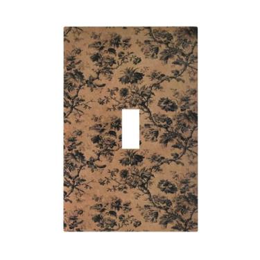 Imagem de Vghoko Capas decorativas para interruptores de luz vintage floral botânico fundo marrom 1 interruptor de luz placa de cobertura única placa de parede tampas de tomada placa de parede dimmer placa