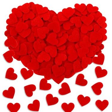 Imagem de SEPGLITTER Corações de feltro de dia dos namorados, 300 peças de feltro vermelho em formato de coração, confetes decorativos para artesanato do dia dos namorados, enfeites de casamento