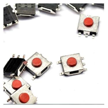 Imagem de 100 peças 6 * 6 * 3,1 mm O patch 5pin tátil botão botão vermelho impermeável cobre cabeça interruptor