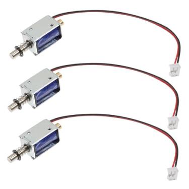 Imagem de 3 peças de eletroímã push-pull metal peças eletrônicas solenoide à prova d'água DC 12V ferro magnético tipo linear