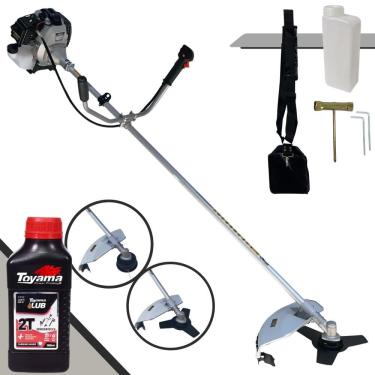 Imagem de Roçadeira Cortador de Grama À Gasolina Toyama TBC43H 43cc 1,7HP de Alta Performance Completa Com Carretel Nylon + Lâmina 3 Pontas + ÓLEO TOYAMA 2T