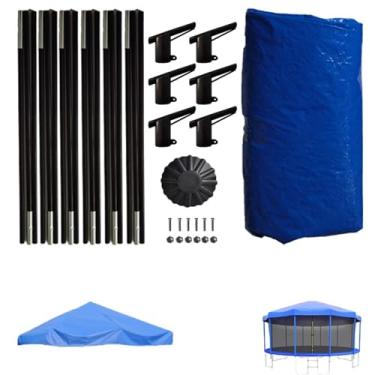 Imagem de HYUIO Tenda de trampolim, dossel de trampolim com moldura, para-sol ao ar livre e cobertura de trampolim para 6 postes de 2,4 m Trampolim