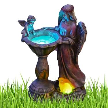 Imagem de Estatuetas de jardim de fadas - Estatueta de anjo solar de resina | Decoração de arte de quintal, escultura de fada de piscina de 29,5 cm/11,61 polegadas para pátio, gramado, jardim