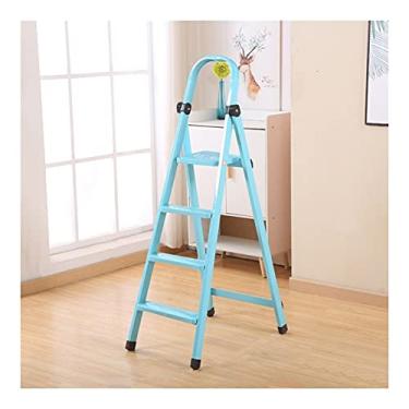 Imagem de Escadas dobráveis escada de degrau 4 degraus escada dobrável escada de metal portátil com pega e pedal largo não escorregadio escada para casa escada resistente (cor: 1 peça escada C) (1 peça escada a