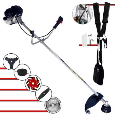Imagem de Roçadeira Com Sistema Anti-Vibração Toyama RT43LB25A À Gasolina 43cc 1,7HP 10000rpm Multifuncional Completa Com Carretel de Nylon e 4 Lâminas de Corte