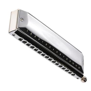 Imagem de Gaita profissional de jogo profissional 16 furos C chave cromática metal latão pente instrumento (cor: Db)