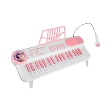 Imagem de Dynwave Teclado eletrônico de piano com microfone, 37 teclas, portátil, para crianças de 3 a 6 anos, Branco