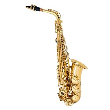 Imagem de Saxofone profissional EB Saxofone alto latão lacado a ouro E Flat Sax 802 F Key Woodwind Instrument