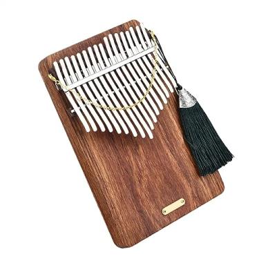 Imagem de Piano de polegar portátil de 17 teclas Kalimba de madeira maciça com adesivos captador de martelo de afinação