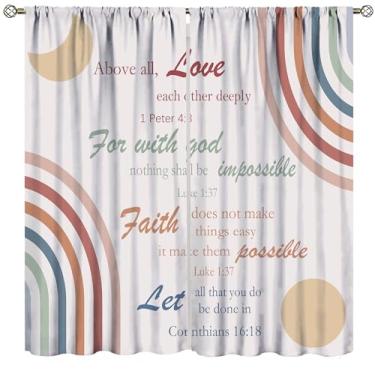 Imagem de Cortinas infantis com citação arco-íris, citações inspiradoras, coloridas, para decoração de casa, quarto, sala de estar, berçário, janela, 2 painéis, conjunto de 2 painéis, tamanho total 107 cm L x