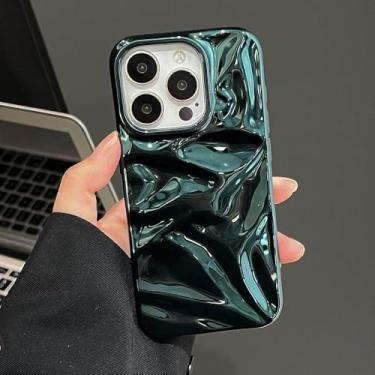 Imagem de Capa de celular luxuosa prateada com efeito 3D enrugado para iPhone 16, 15, 14, 13, 11, 12 Pro Max, fosca, roxa, com ondulações d'água, à prova de choque, verde, para iPhone 15Pro Max