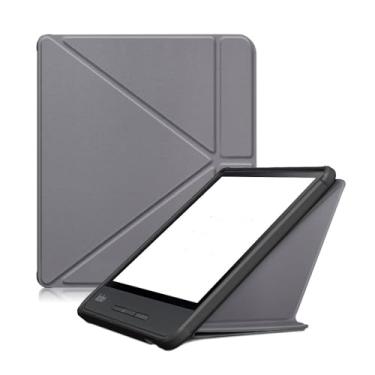 Imagem de Zrengp Capa para E-Reader Kobo Forma 20.3 cm (versão 2018) E-Book, capa de TPU macia, ultrafina, com função hibernar/despertar para Kobo Forma 2018 (cinza)