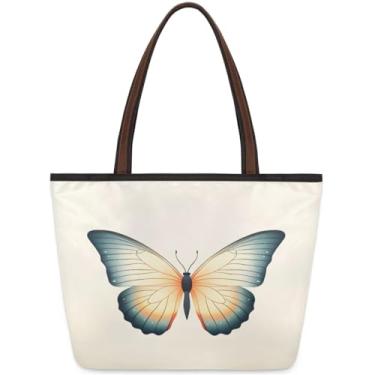 Imagem de Sacola grande feminina Animol Butterfly Retro Work Cloth Bags com zíper reutilizável mercearia bolsa casual viagem pernoite tote bolsas adequadas para viagens, trabalho, férias, praia, compras