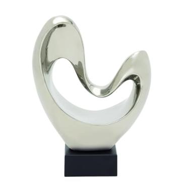 Imagem de Deco 79 Escultura abstrata moderna de porcelana, 25,4 cm C x 12,7 cm L x 35,5