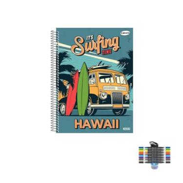 Imagem de Kit Caderno Masculinos 1 Matéria 96 Folhas + Caneta Esferográfica Spiro 0.7mm + Marcador Artístico Brush Dual Tip