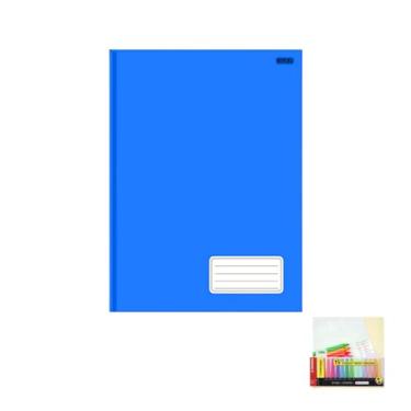 Imagem de Kit Caderno Brochurão KBOM 1 Matéria Capa Dura 96 Folhas + Caneta Esferográfica Pote 24 Unidades + Marca Texto Boss 15 Cores