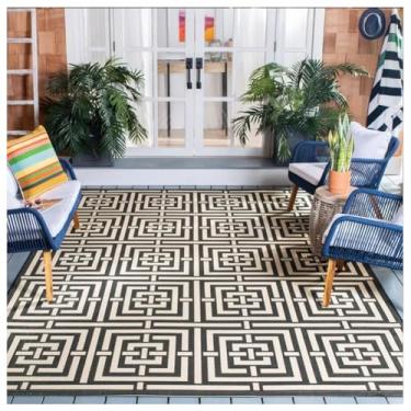 Imagem de SPXMQSS Tapete de exterior para pátios, tapete lavável antiderrapante veludo cristal grande tapetes para área externa resistente ao desgaste para varanda, deck, varanda, jardim, cozinha I 120 x 160 cm