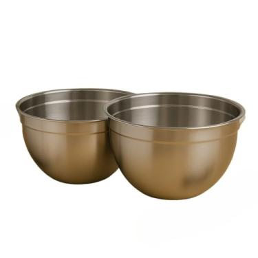 Imagem de Tigelas Inox Bowl Multiuso Profissional Redonda Saladeira Confeitaria (kit com 2 Tigelas 28 cm Cada)