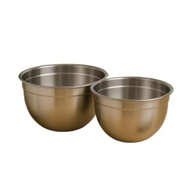 Imagem de Tigelas Inox Bowl Multiuso Profissional Redonda Saladeira Confeitaria (kit com 2 Tigelas 26 cm Cada)