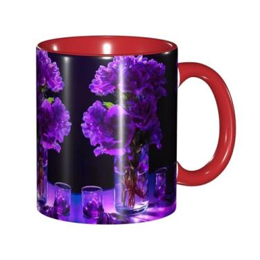 Imagem de Zeraoke Caneca de café criativa com estampa de flores roxas, personalizadas, presente para família, tamanho de 325 ml, unissex