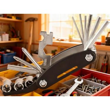 Imagem de Kit de ferramentas de reparo de chave de fenda mecânica com 16 em 1 para motocicleta e bicicleta, multifuncional, conjunto de chaves Allen para casa, ao ar livre, viagens, acampamento, esportes