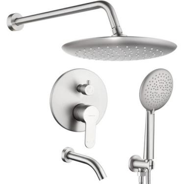 Imagem de Sistema de chuveiro HomGoo com bica de banheira e chuveiro de chuva de