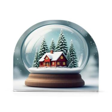 Imagem de Qilmy Globo de neve de Natal suporte de guardanapo acrílico, porta-guardanapos para mesas cozinha restaurante decoração de casa, suporte decorativo moderno para papel de jantar guardanapos de coquetel