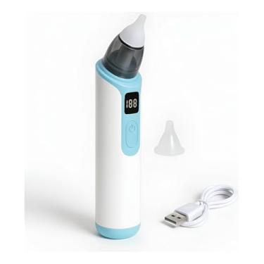 Imagem de Aspirador Nasal Elétrico para Bebê, 6 Velocidades Ajustáveis, Silencioso e Seguro, Branco e Azul