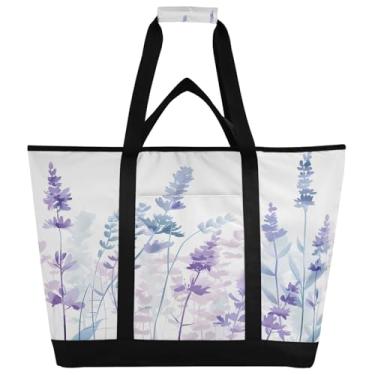Imagem de STAYTOP Grande bolsa térmica térmica, linda lavanda dobrável para cozinha, reutilizável, lancheira, à prova de vazamento, sacola para compras, comida, viagem, praia, acampamento