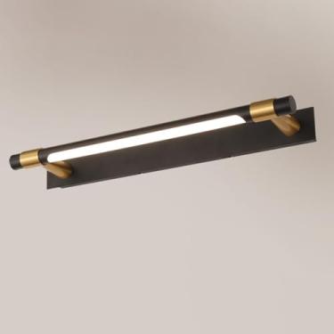 Imagem de Luminária de LED para espelho de banheiro, arandela de parede ajustável em 120°, luz para armário de espelho, iluminação para moldura de fotos, faixa de luz longa para banheiro (preta, 81 cm