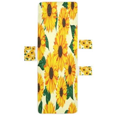 Imagem de STAYTOP Capa de toalha de cadeira de descanso 215,88 cm x 76,2 cm, capa de espreguiçadeira macia, capas de cadeira de praia com bolsos para jardim, pátio, pátio, banhos de sol, gramado, girassol