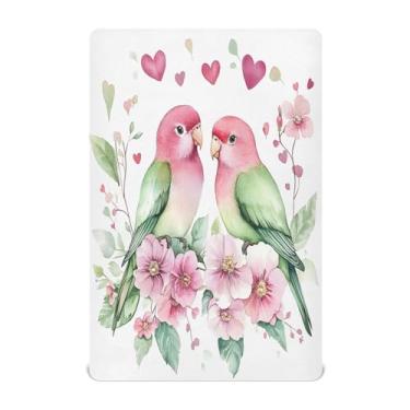 Imagem de STAYTOP Lençóis de berço lindos pássaros e flores, para meninos e meninas, lençol com elástico para berço padrão e colchão infantil, de microfibra supermacia, 132 x 71 cm